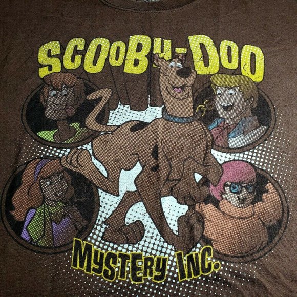 Scooby Doo Mystery Inc. Graphic Brown T-Shirt Cartoon Network Promo Sz L - 42-44 - Picture 2 of 6